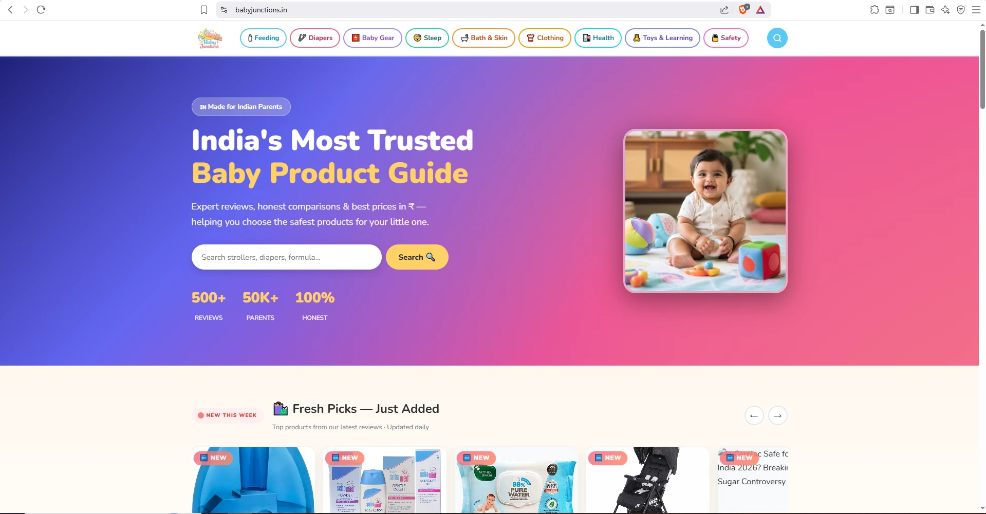BabyJunctions live website